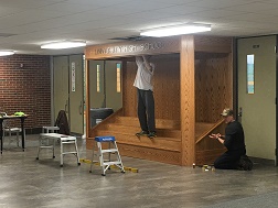 This handcrafted trophy case will showcase the hard work of the Pioneers.