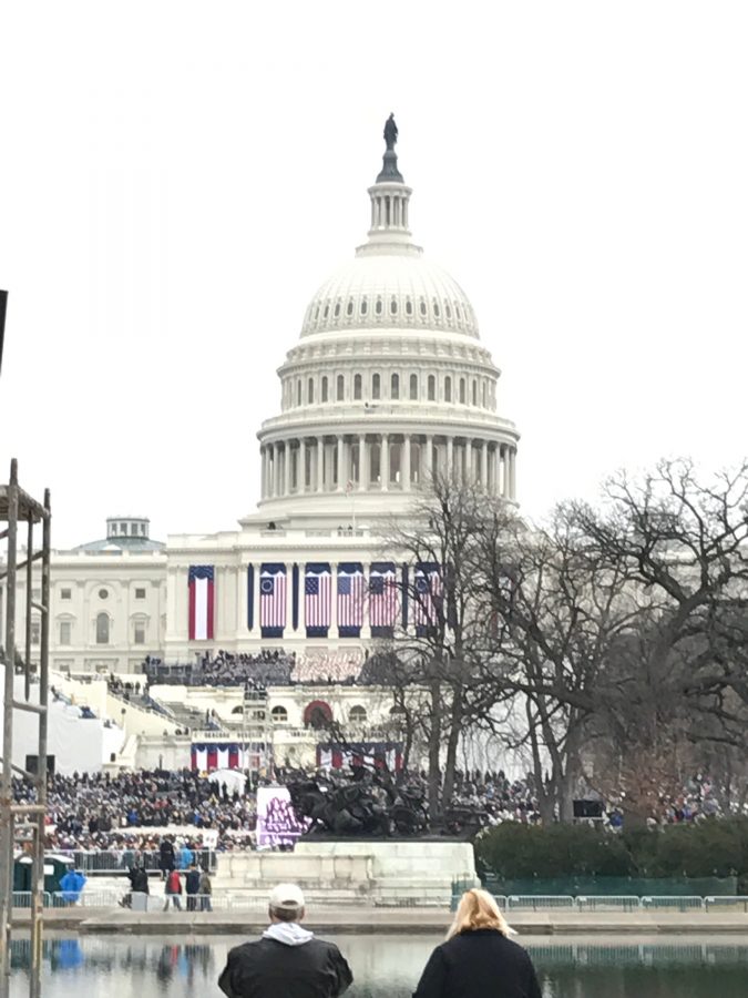 The US Capitol was draped in American flags for the inauguration of Donald Trump.