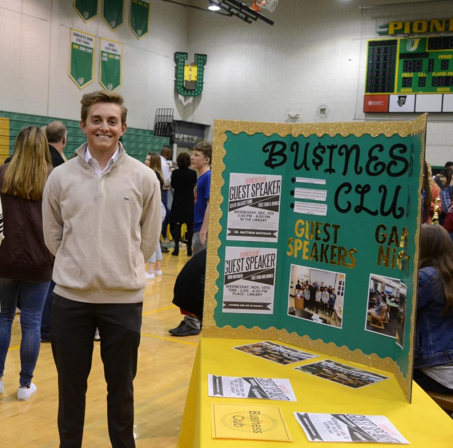 Joseph Newcomer showcases the Business Club at the Prospective Student Open House. 