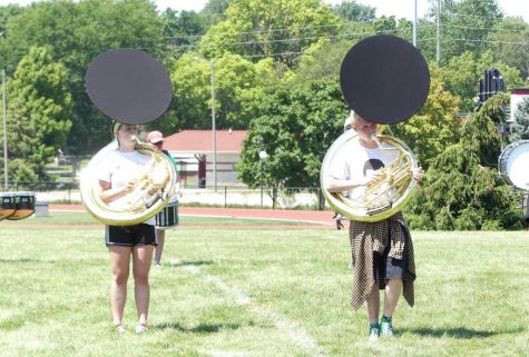 Band utilized bell covers too reduce the spread of germs as students marched on the field. 