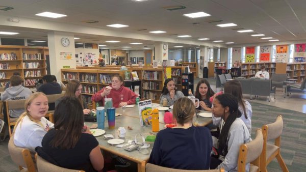 Freshmen find study and socializing space in the library.
